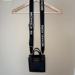 Michael Kors Black Mini Tote with Logo Strap
